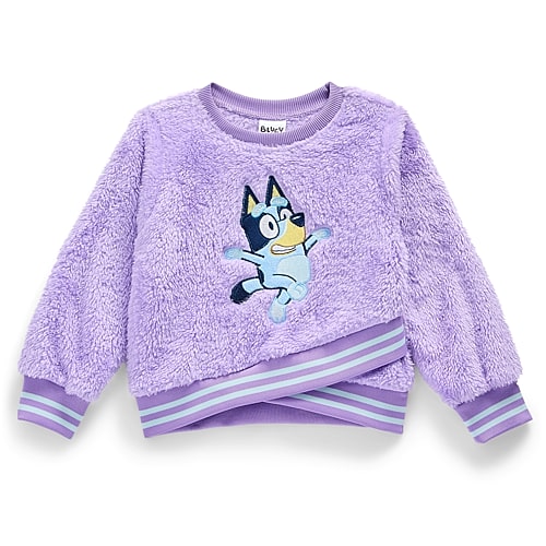 Toddler Girls Crew Neck Long Sleeve Bluey Pullover Sweater, 4t, Purple