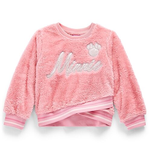 Toddler Girls Crew Neck Long Sleeve Minnie Mouse Pullover Sweater, 4t, Pink