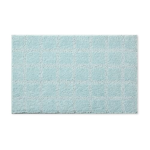 Town And Country Plush Windowpane Bath Mat, One Size, Blue