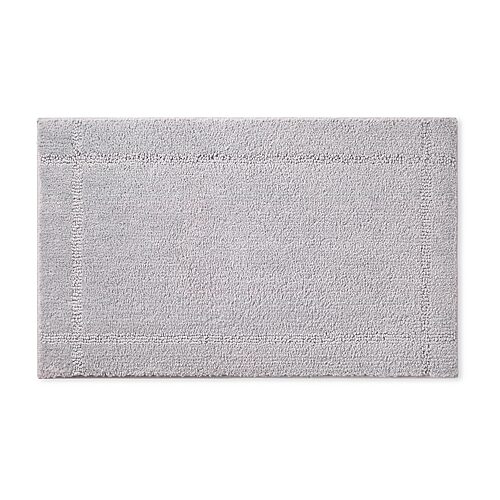 Town And Country Plush Border Bath Mat, One Size, Gray