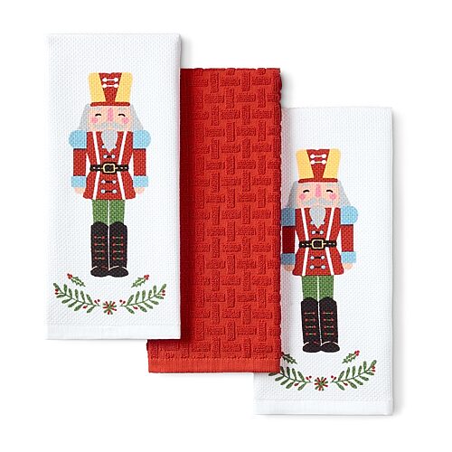 Town And Country Nutcracker Kitchen 3-pc. Kitchen Towel, One Size, Red