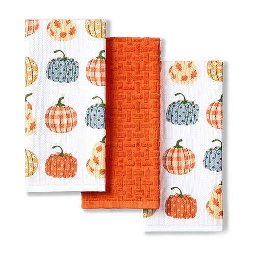 Town And Country Pumpkin Patch 3-pc. Kitchen Towel, One Size, Orange
