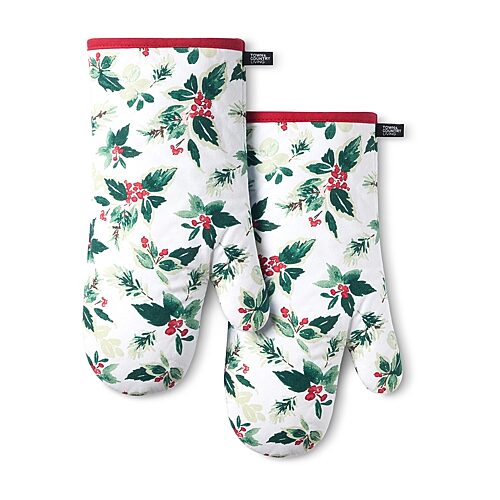 Town And Country Holly Berry 2-pc. Oven Mitt, One Size, Green