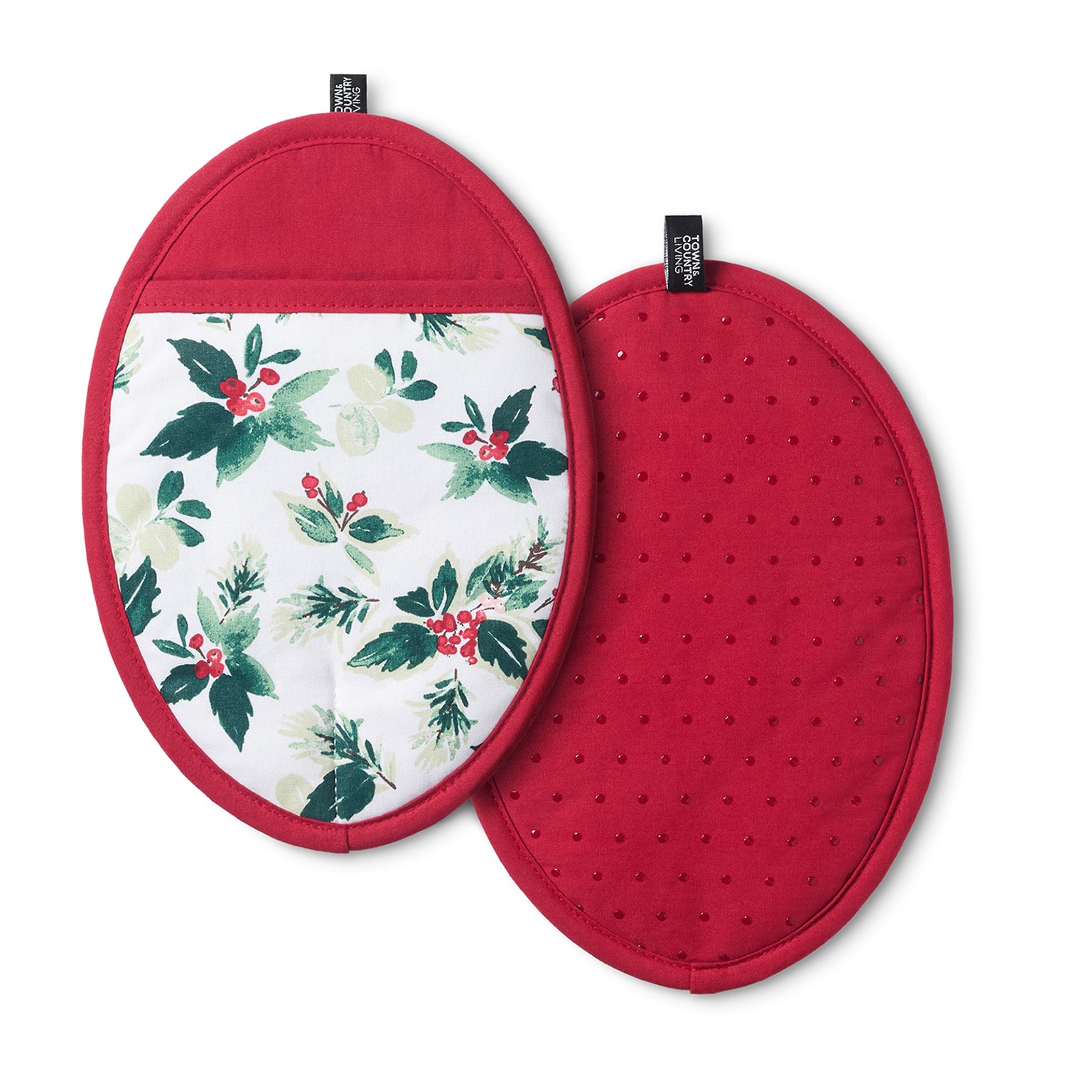 Town And Country Holly Berry Oval 2-pc. Pot Holder