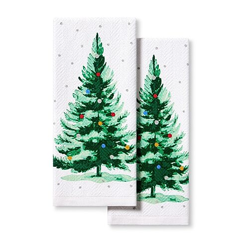 Town And Country Winter Forest 2-pc. Kitchen Towel, One Size, Green