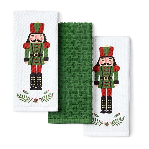 Town And Country Nutcracker Kitchen 3-pc. Kitchen Towel, One Size, Green