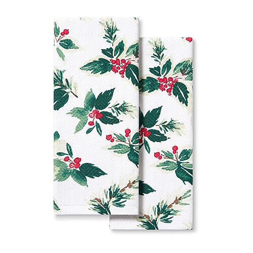 Town And Country Holly Berry 2-pc. Kitchen Towel, One Size, Green