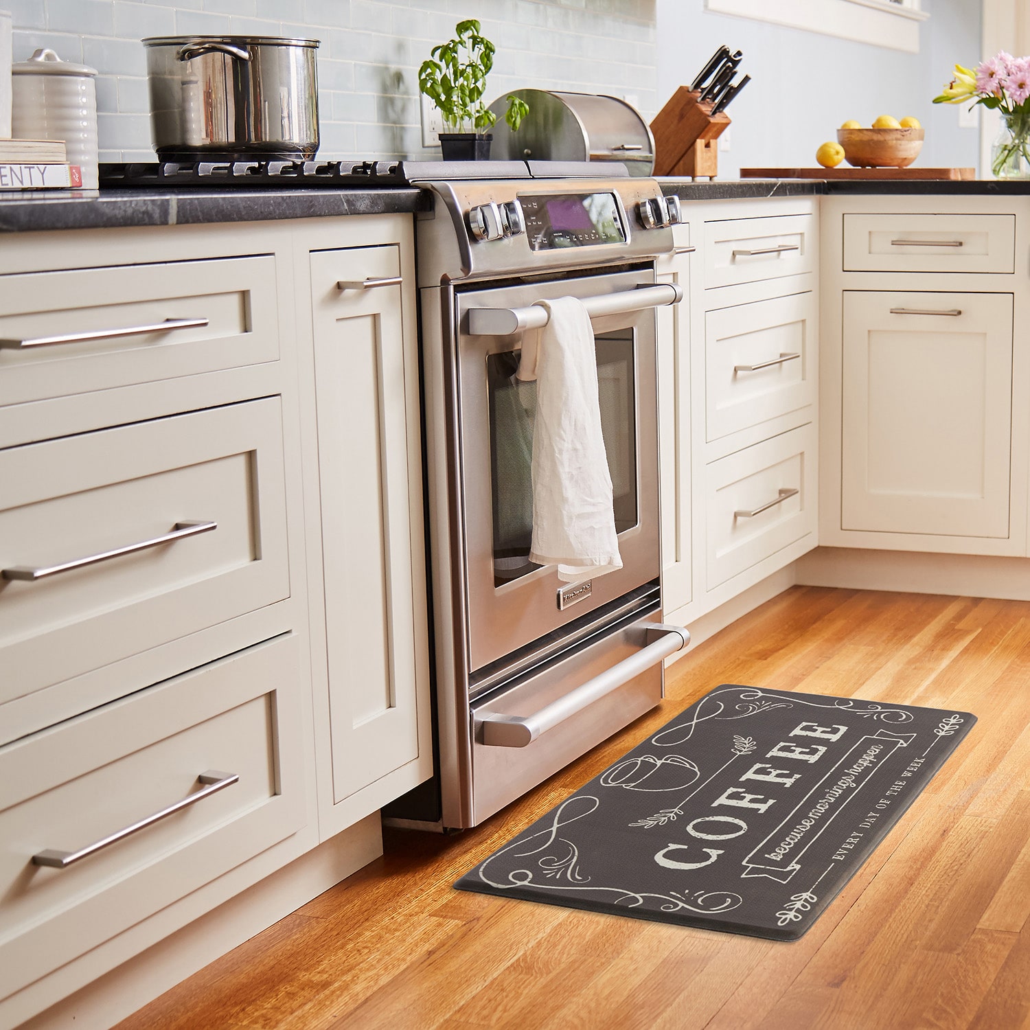 Nicole Miller Coffee Because Kitchen Mat