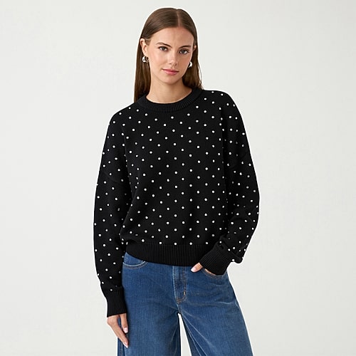 Rm Rebecca Minkoff Womens Crew Neck Embellished Long Sleeve Pullover Sweater In Black