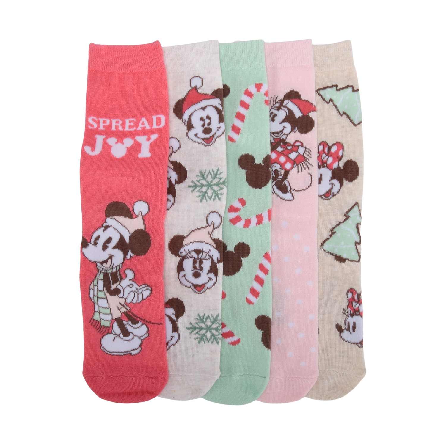 Womens 5 Pair Minnie Mouse Crew Socks