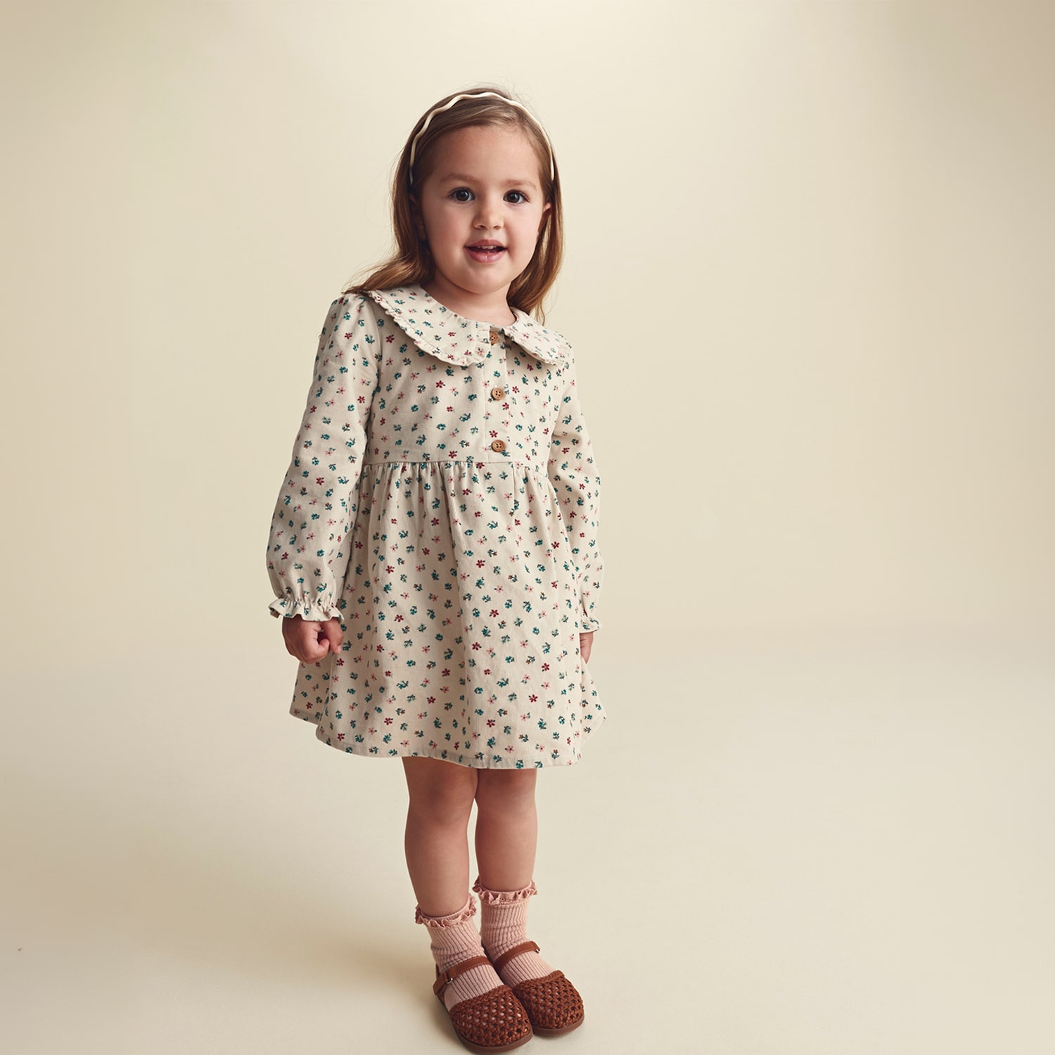 Carter's Toddler Girls Floral Corduroy Long Sleeve A-Line Dress