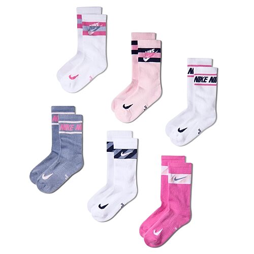 Nike Little & Big Kid Girls 6 Pair Crew Socks In White