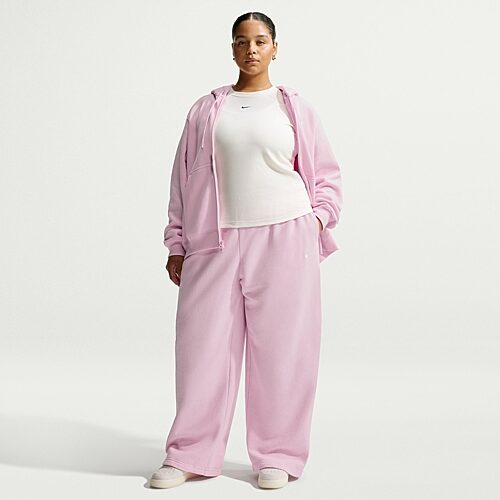 Nike Womens Drawstring Waist Wide Leg Mid Rise Relaxed Fit Plus Fleece Sweatpant, 3x, Gray