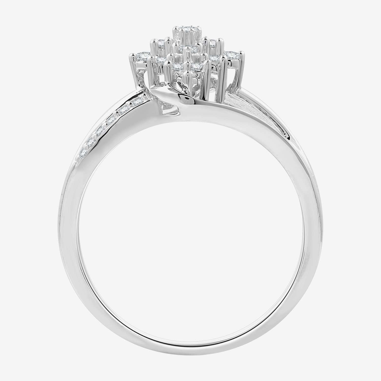 F / Si1-Si2) Womens 1/3 CT. T.W. Lab Grown White Diamond 10K Gold Side Stone Cocktail Ring