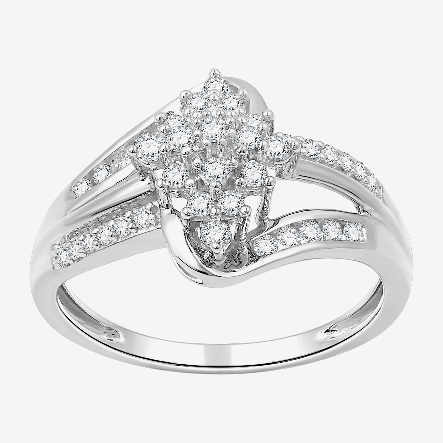 (F / Si1-Si2) Womens 1/3 CT. T.W. Lab Grown White Diamond 10K Gold Side ...