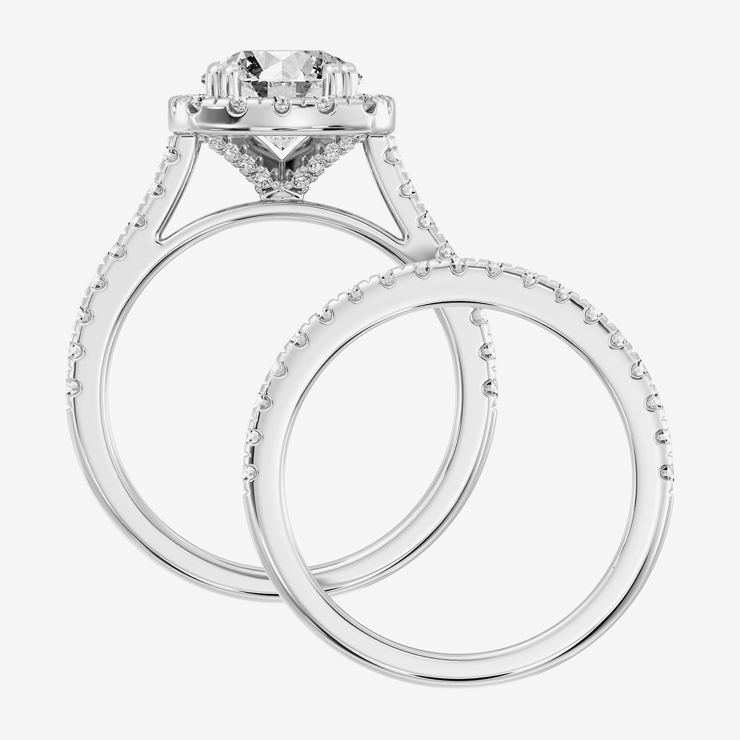 (F / Si1-Si2) Womens 3 CT. T.W. Lab Grown White Diamond Sterling Silver Cushion Side Stone Halo Bridal Set