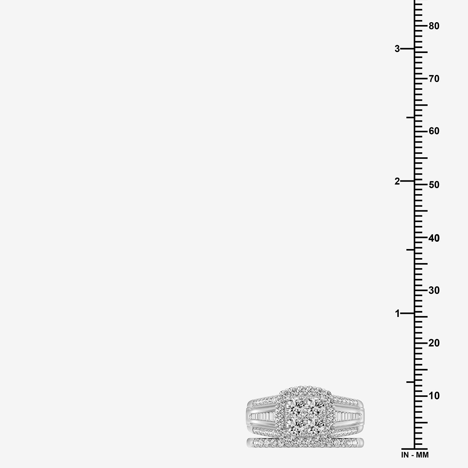 (F / Si1-Si2) Womens 1 1/2 CT. T.W. Lab Grown White Diamond Sterling Silver Cushion Side Stone Bridal Set