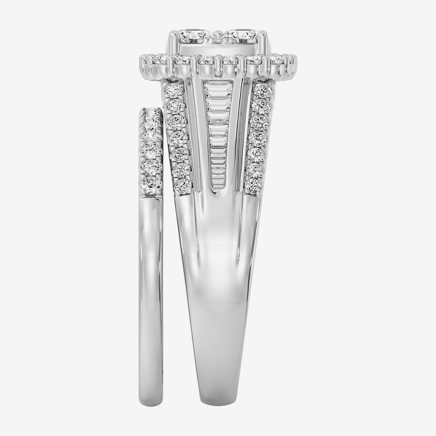 (F / Si1-Si2) Womens 1 1/2 CT. T.W. Lab Grown White Diamond Sterling Silver Cushion Side Stone Bridal Set