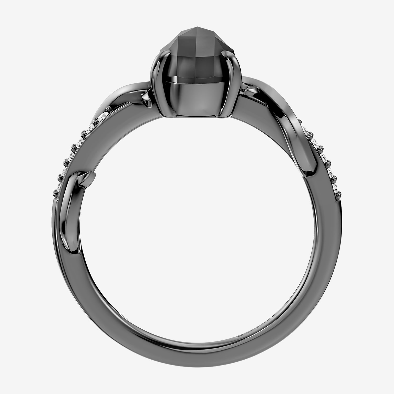Enchanted Disney Fine Jewelry Maleficent (I / I2) Womens Diamond Accent Genuine Black Onyx Sterling Silver Pear Side Stone Cocktail Ring