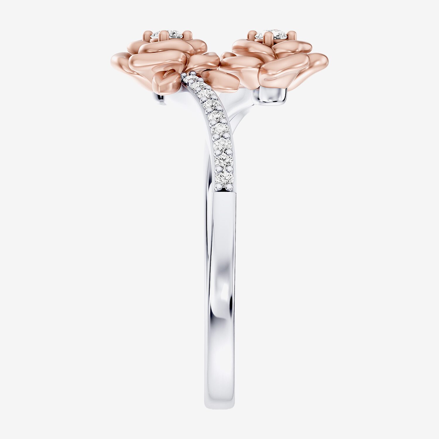 Enchanted Disney Fine Jewelry Belle (I / I2) Womens 1/6 CT. T.W. Lab Grown White Diamond 14K Gold Over Silver Side Stone Bypass  Cocktail Ring