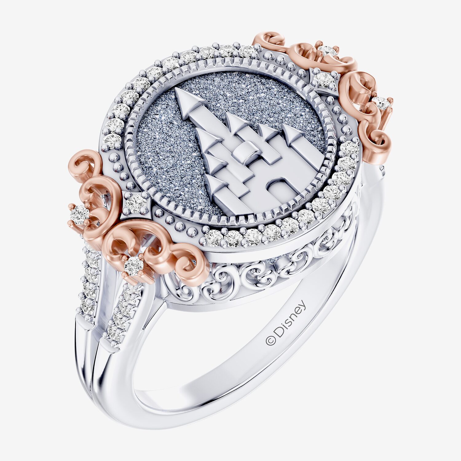 Enchanted Disney Fine Jewelry Princess (I / I2) Womens 1/4 CT. T.W. Genuine White Diamond 14K Gold Over Silver Round Halo Cocktail Ring