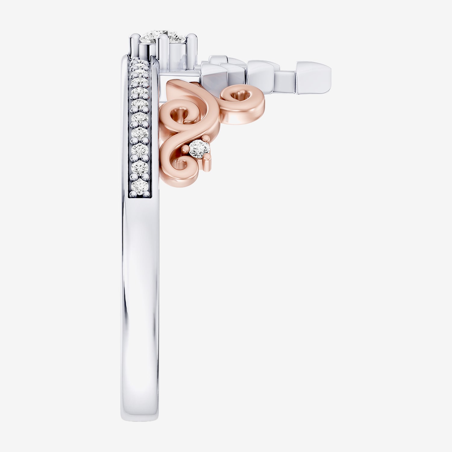 Enchanted Disney Fine Jewelry Majestic Princess (I / I2) Womens 1/5 CT. Lab Grown White Diamond 14K Gold Over Silver Side Stone Cocktail Ring