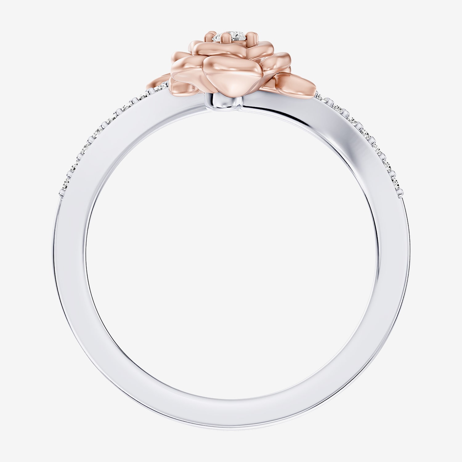 Enchanted Disney Fine Jewelry Belle (I / I2) Womens 1/6 CT. T.W. Lab Grown White Diamond 14K Gold Over Silver Side Stone Bypass  Cocktail Ring