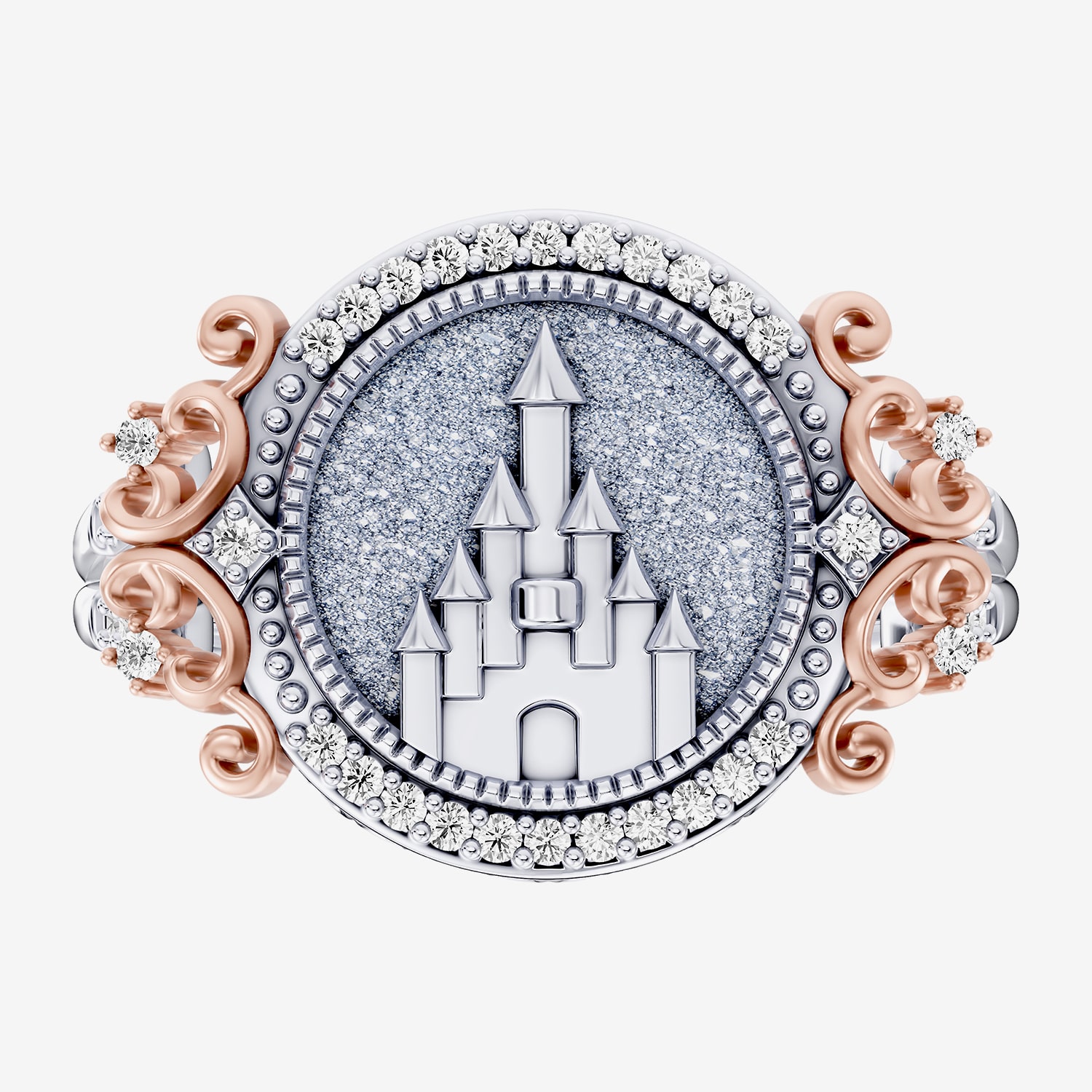 Enchanted Disney Fine Jewelry Princess (I / I2) Womens 1/4 CT. T.W. Genuine White Diamond 14K Gold Over Silver Round Halo Cocktail Ring