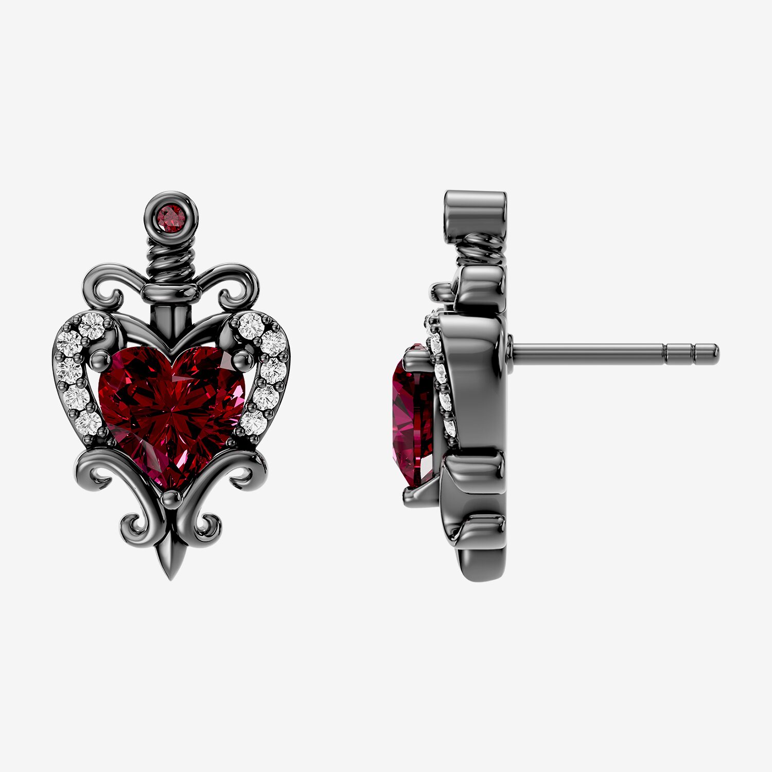 Enchanted Disney Fine Jewelry Evil Queen (I / I2) 1/10 CT. T.W. Genuine Red Garnet Sterling Silver 16.9mm Evil Queen Stud Earrings