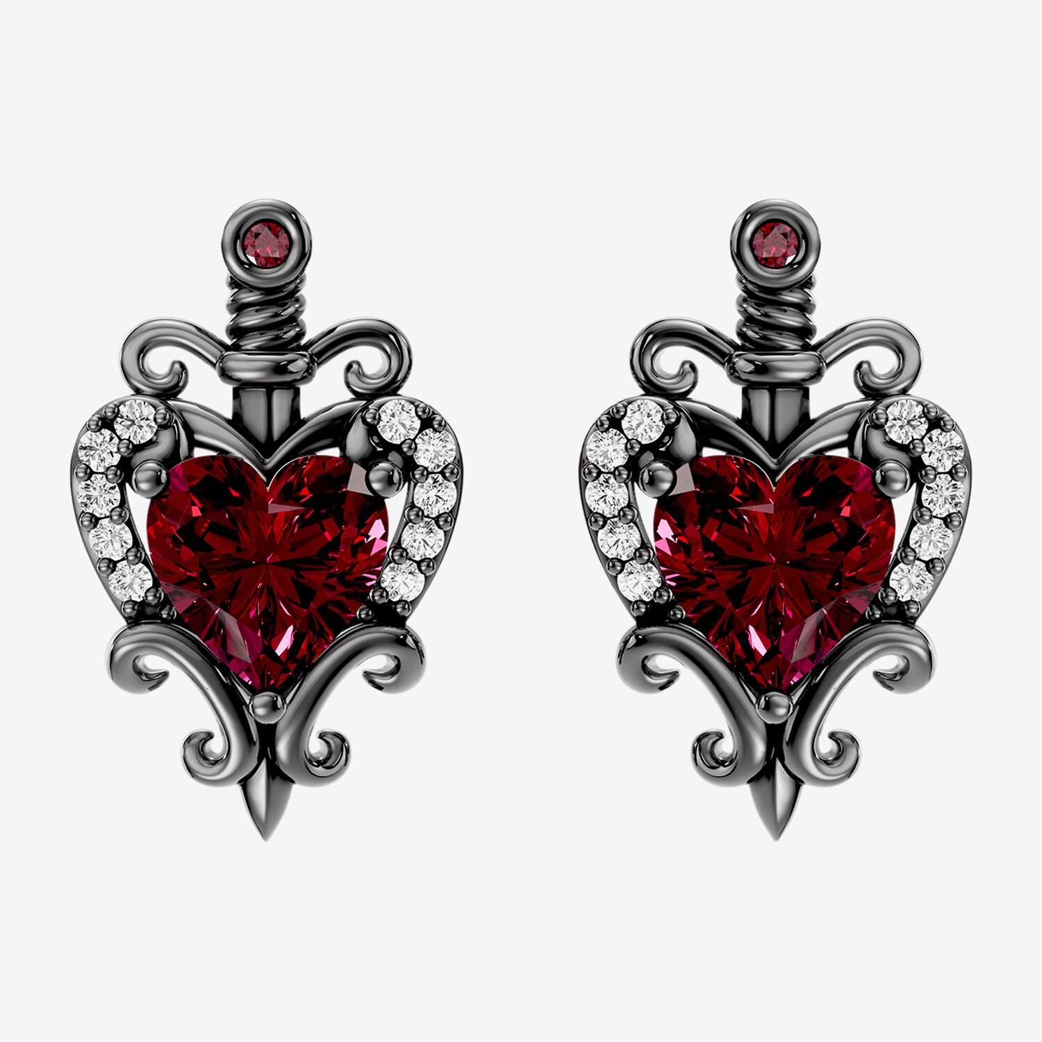 Enchanted Disney Fine Jewelry Evil Queen (I / I2) 1/10 CT. T.W. Genuine Red Garnet Sterling Silver 16.9mm Evil Queen Stud Earrings