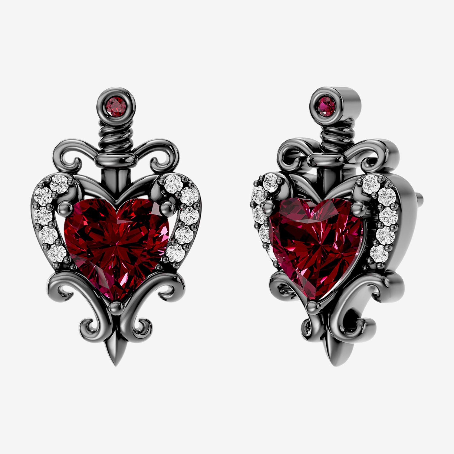 Enchanted Disney Fine Jewelry Evil Queen (I / I2) 1/10 CT. T.W. Genuine Red Garnet Sterling Silver 16.9mm Evil Queen Stud Earrings