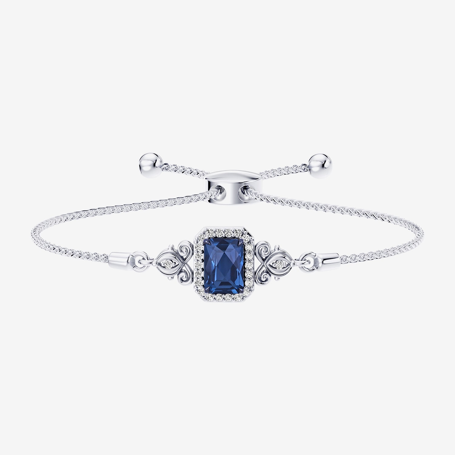 Enchanted Disney Fine Jewelry Cinderella (I / I2) Womens 1/8 CT. T.W. Genuine Blue Topaz Sterling Silver Cinderella Bolo Bracelet