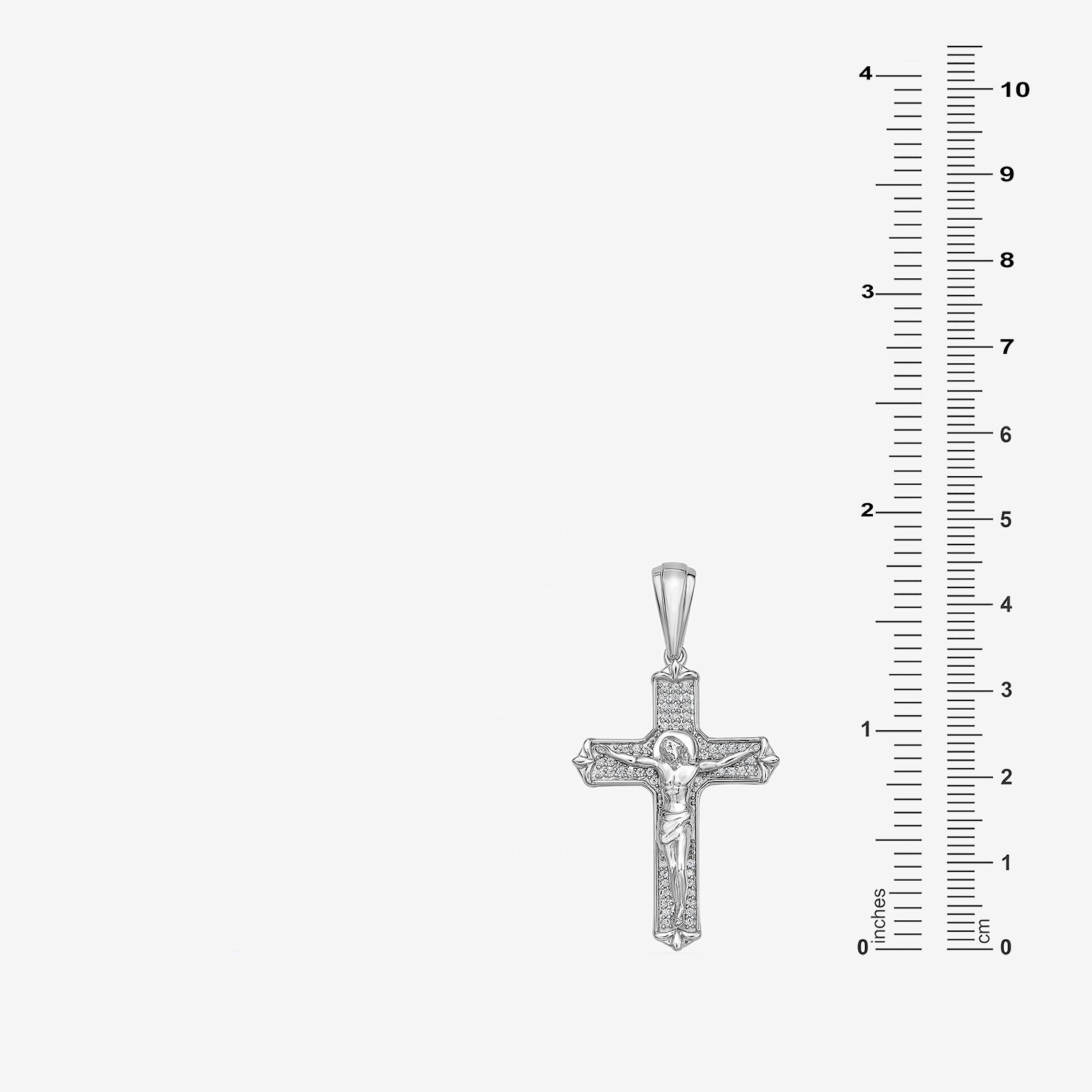 Crucifix (F / Si2) Mens 1/4 CT. T.W. Lab Grown White Diamond Sterling Silver Cross Pendant