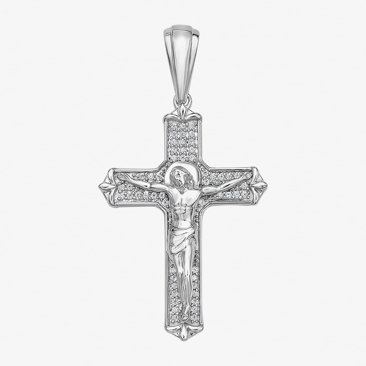 Crucifix (F / Si2) Mens 1/4 CT. T.W. Lab Grown White Diamond Sterling Silver Cross Pendant
