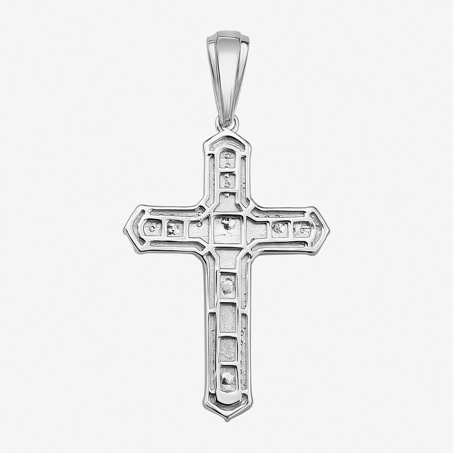 Crucifix (F / Si2) Mens 1/4 CT. T.W. Lab Grown White Diamond Sterling Silver Cross Pendant