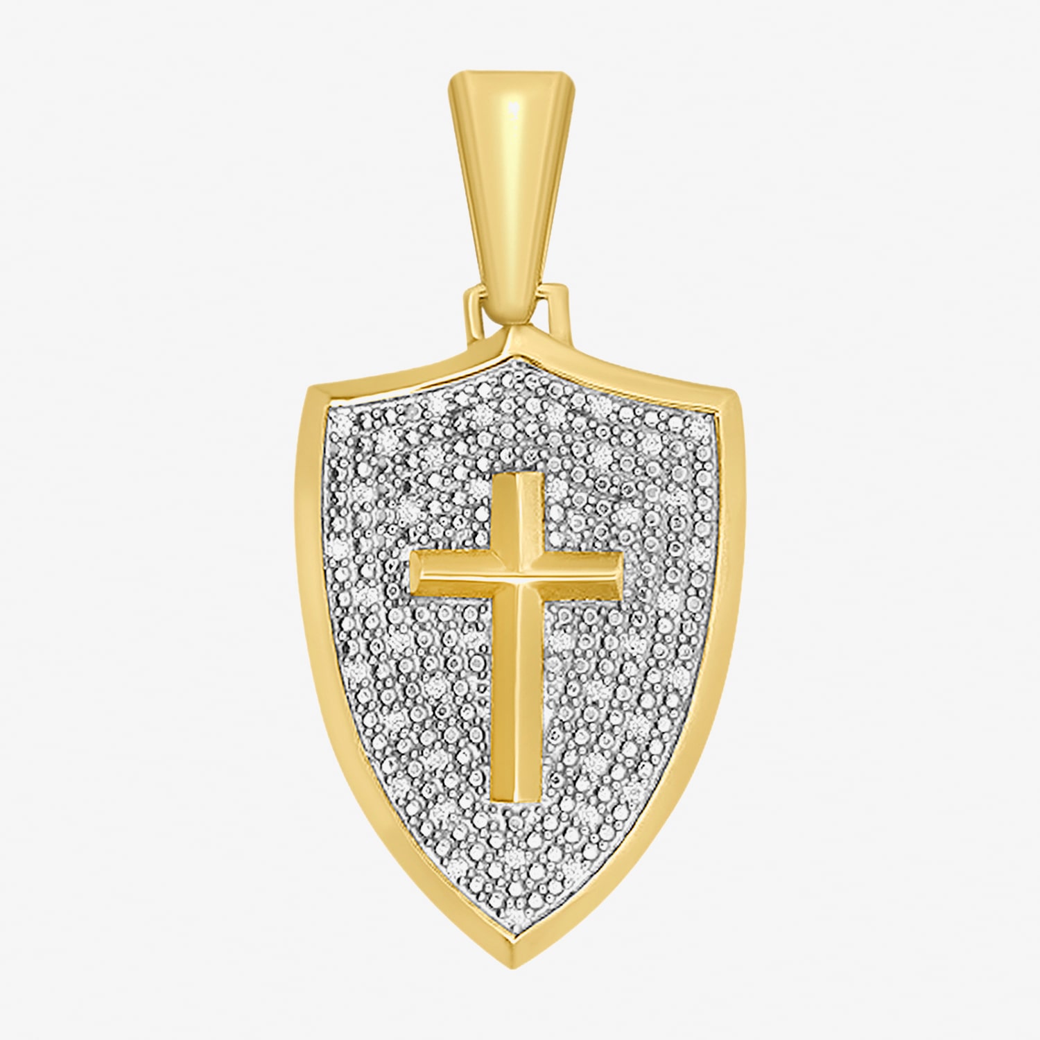 (F / Si2) Mens 1/5 CT. Lab Grown White Diamond 14K Gold Over Silver Cross Pendant