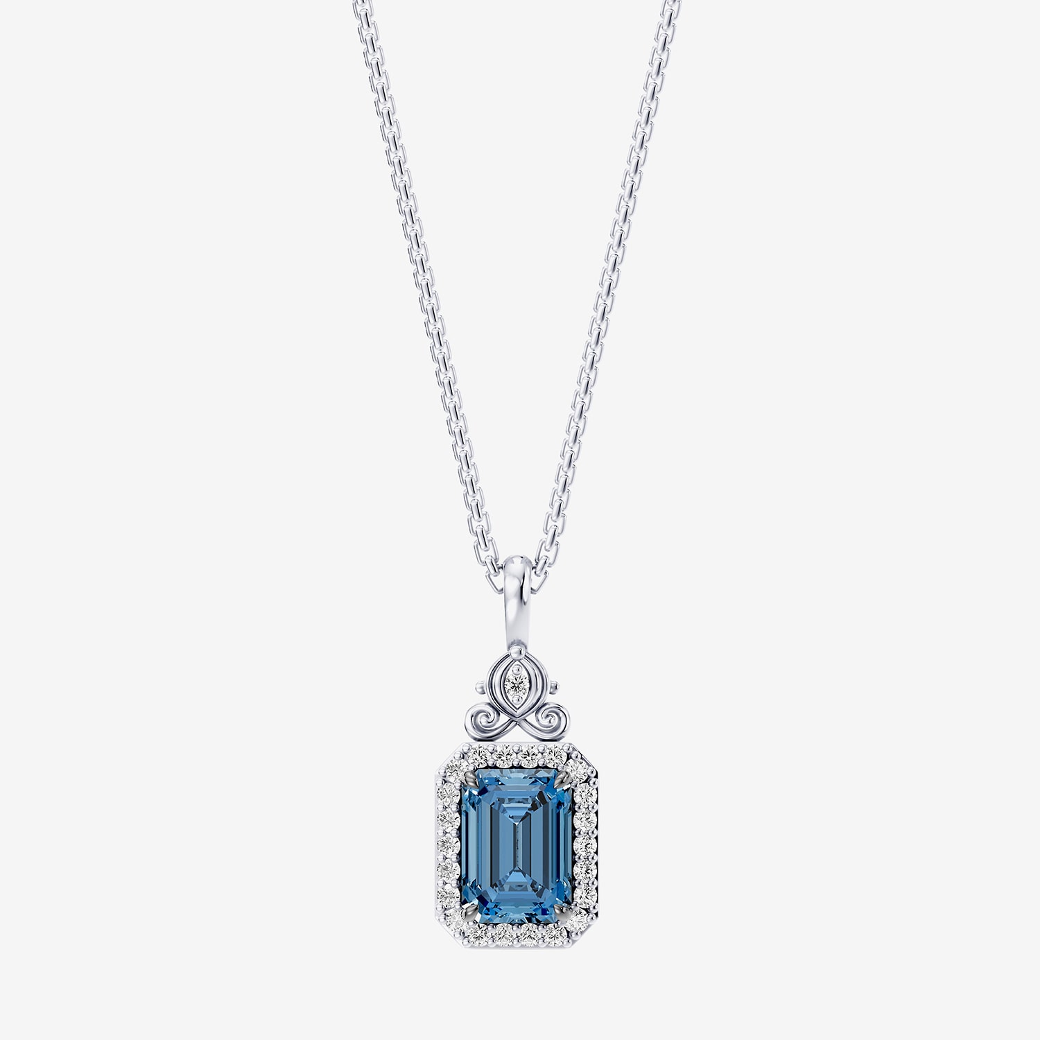 Enchanted Disney Fine Jewelry Cinderella (I / I2) Womens 1/8 CT. T.W. Genuine Blue Topaz Sterling Silver 18 Inch Pendant Necklace