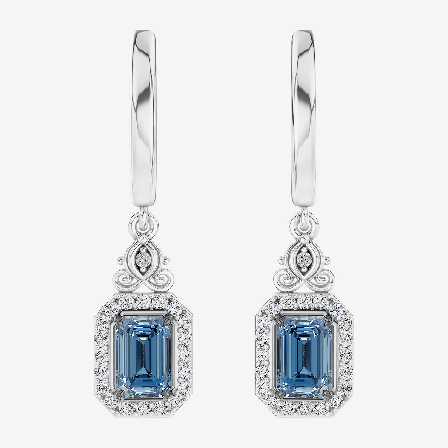 Enchanted Disney Fine Jewelry Cinderella (I / I2) Womens 1/4 CT. T.W. Genuine Blue Topaz Sterling Silver 28.3mm Cinderella Hoop Earrings