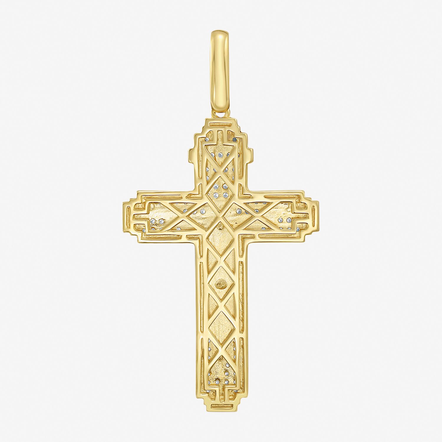 Crucifix (F / Si2) Mens 1/2 CT. T.W. Lab Grown White Diamond 14K Gold Over Silver Cross Pendant