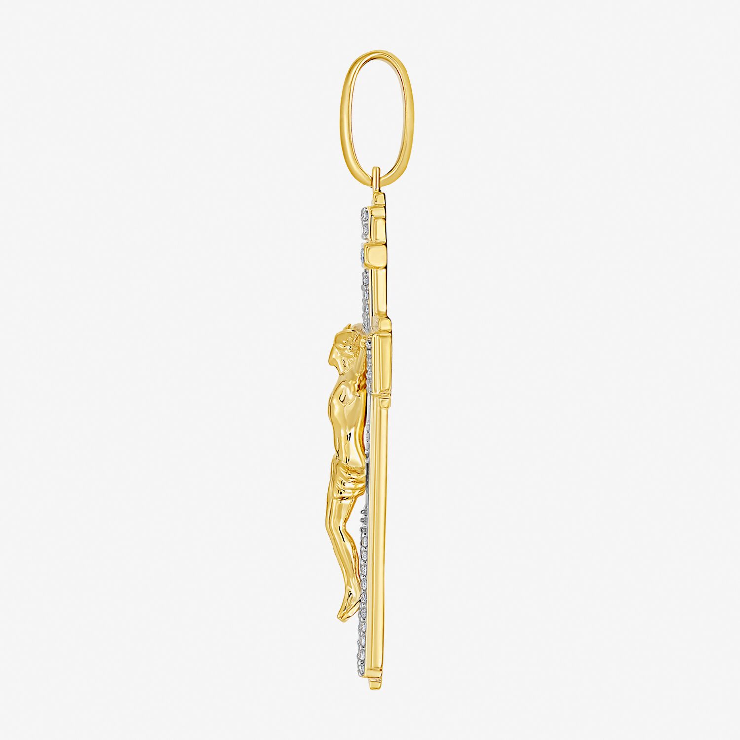 Crucifix (F / Si2) Mens 1/2 CT. T.W. Lab Grown White Diamond 14K Gold Over Silver Cross Pendant