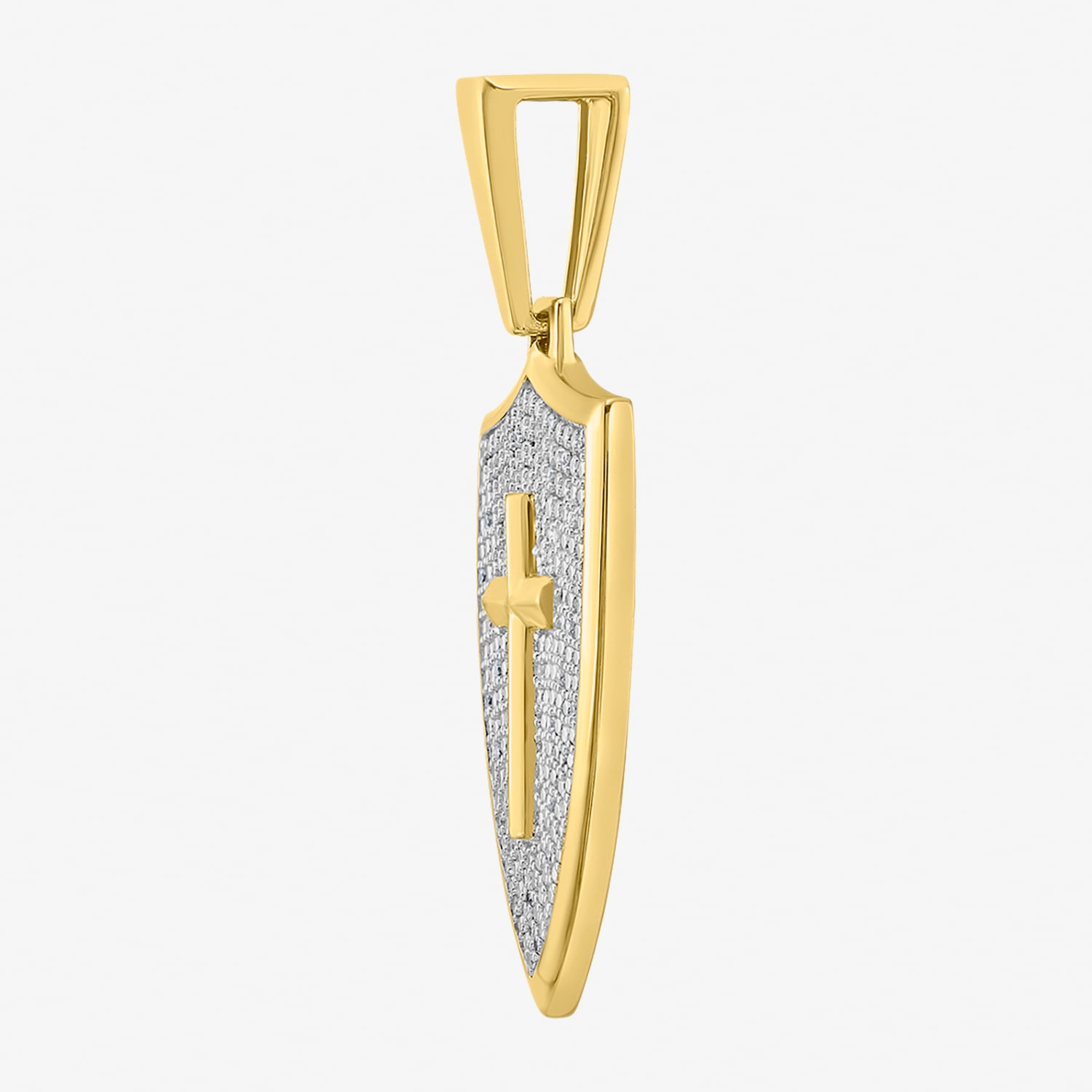 (F / Si2) Mens 1/5 CT. Lab Grown White Diamond 14K Gold Over Silver Cross Pendant