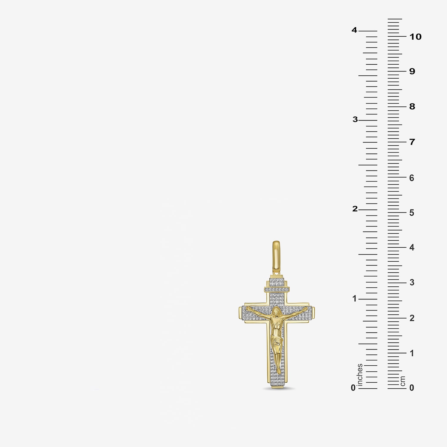 Crucifix (F / Si2) Mens 1/2 CT. T.W. Lab Grown White Diamond 14K Gold Over Silver Cross Pendant