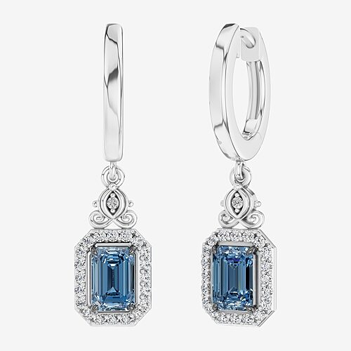 Enchanted Disney Fine Jewelry Cinderella (I / I2) Womens 1/4 CT. T.W. Genuine Blue Topaz Sterling Silver 28.3mm Cinderella Hoop Earrings, One Size, Bl