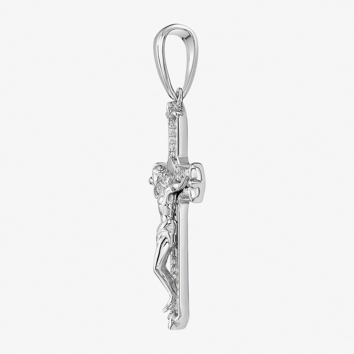 Crucifix (F / Si2) Mens 1/4 CT. T.W. Lab Grown White Diamond Sterling Silver Cross Pendant