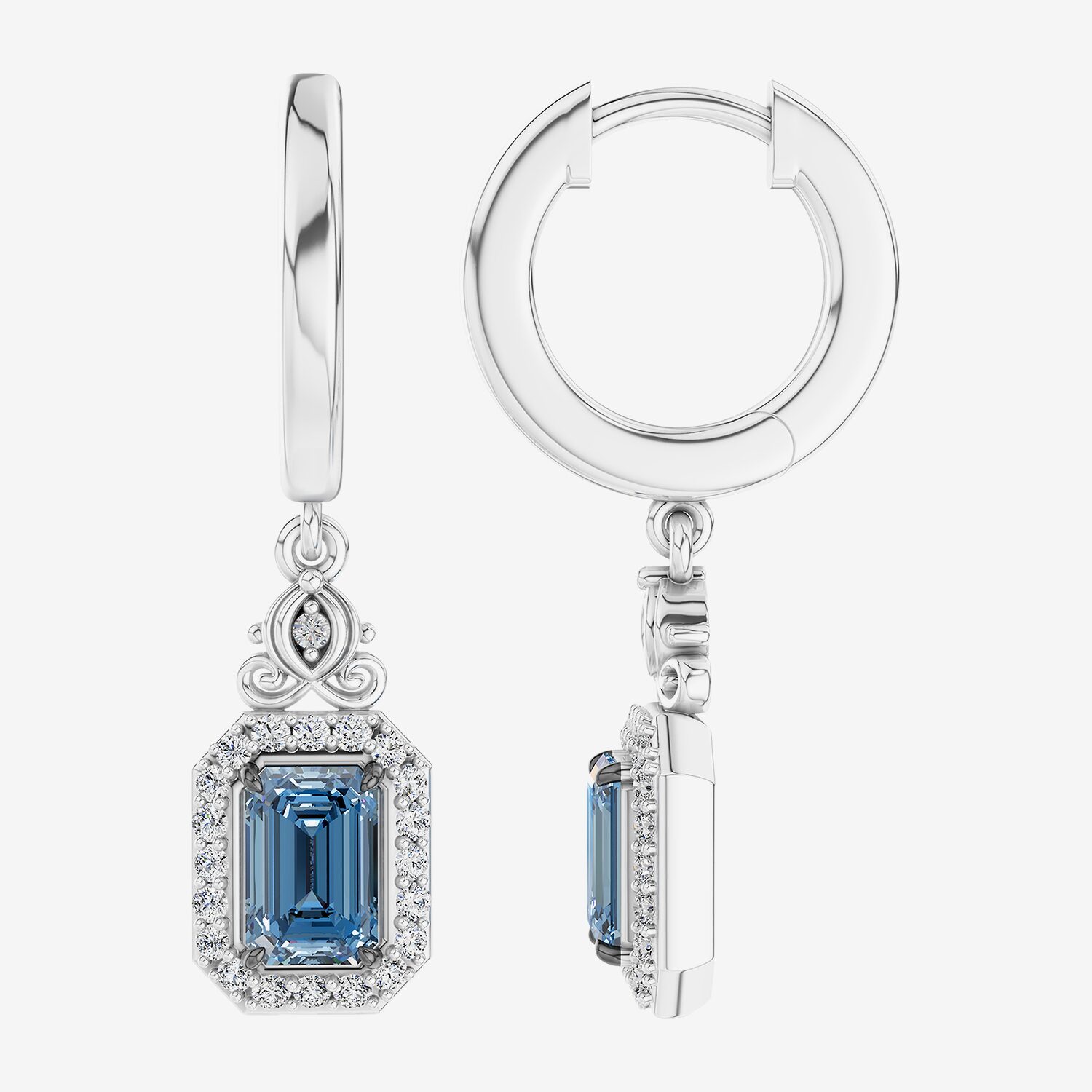 Enchanted Disney Fine Jewelry Cinderella (I / I2) Womens 1/4 CT. T.W. Genuine Blue Topaz Sterling Silver 28.3mm Cinderella Hoop Earrings