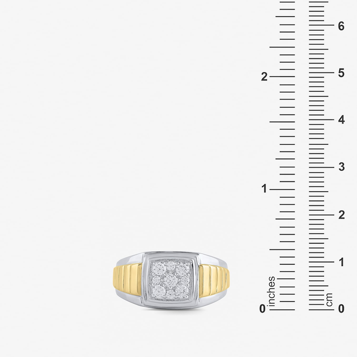 F / Si2) Mens 1/2 CT. T.W. Lab Grown White Diamond 14K Gold Over Silver Cushion Fashion Ring