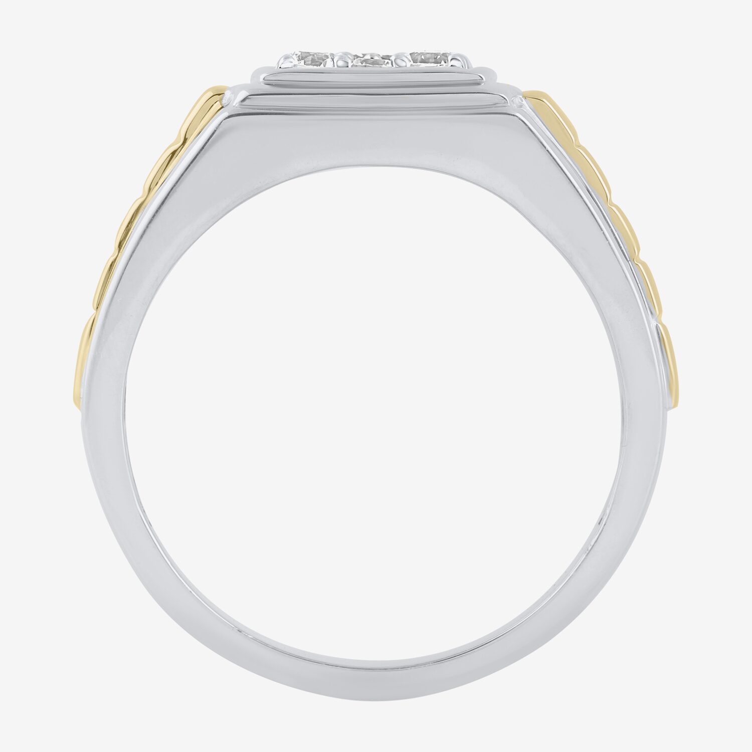 F / Si2) Mens 1/2 CT. T.W. Lab Grown White Diamond 14K Gold Over Silver Cushion Fashion Ring