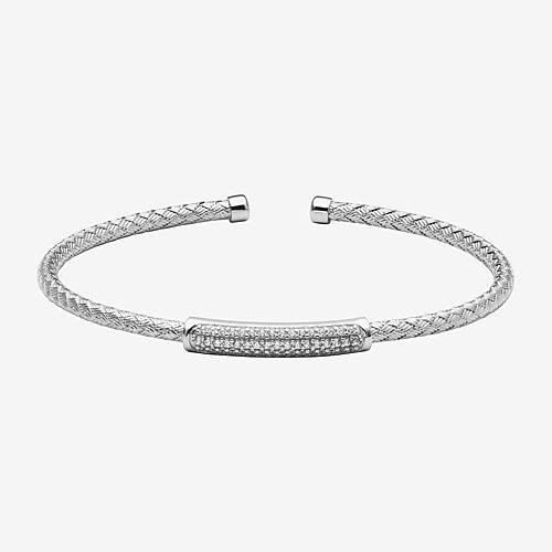 Paris 1901 By Charles Garnier Womens Cubic Zirconia Sterling Silver Cuff Bracelet, One Size