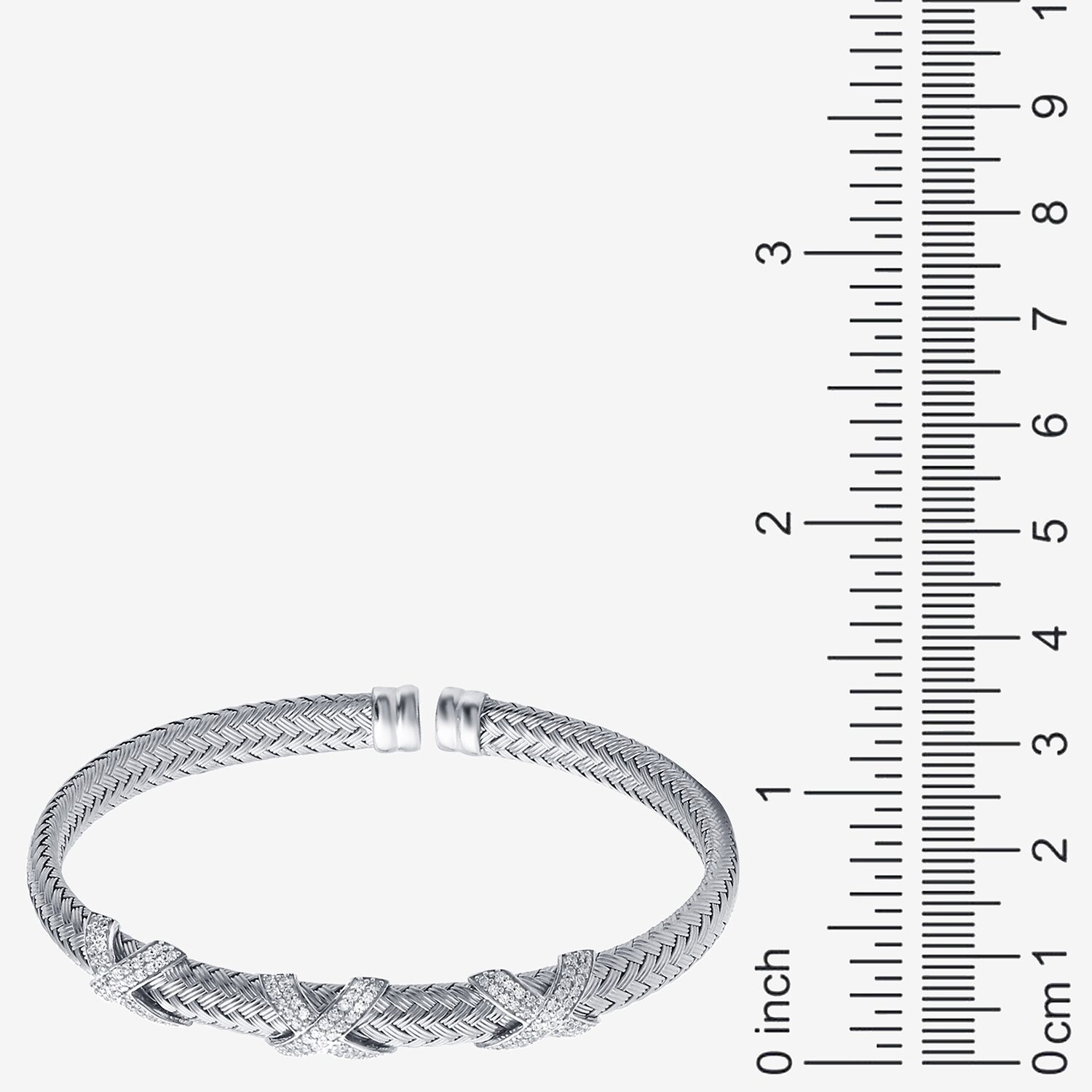 Paris 1901 By Charles Garnier Womens Cubic Zirconia Sterling Silver Cuff Bracelet
