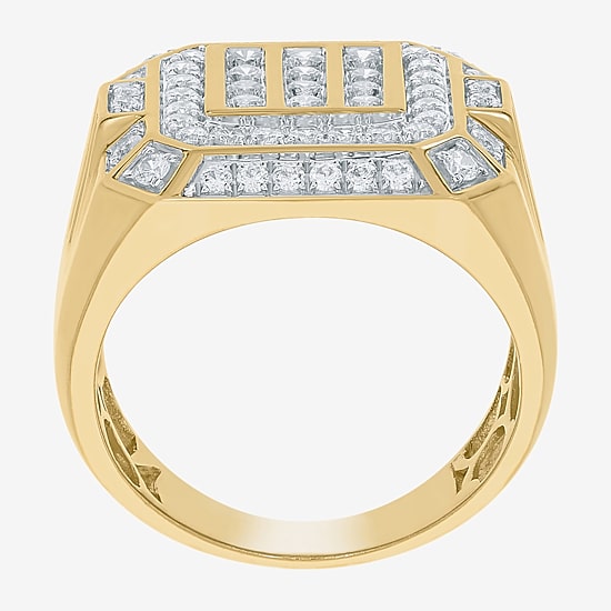 (F / Si2) Mens 1 1/2 CT. T.W. Lab Grown White Diamond 14K Gold Over ...